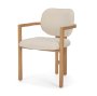 71256 - Carlisle Curved Back Cream Chenille Tripod Frame Dining Armchair