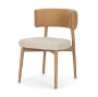 71261 - Motley Curved Open Back Cream Fabric and Tan Leather Dining Chair