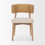 71261 - Motley Curved Open Back Cream Fabric and Tan Leather Dining Chair