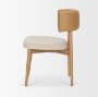 71261 - Motley Curved Open Back Cream Fabric and Tan Leather Dining Chair