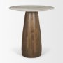 71134-AB - Allyson 32"  Round Medium Brown Wood w/Savar Pink Marble Top Bistro Table