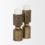 71148 - Akira Small Hammered Gold Metal Pillar Candle Holder