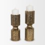71148 - Akira Small Hammered Gold Metal Pillar Candle Holder