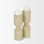 71150 - Akira Small Textured Beige Metal Pillar Candle Holder