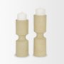 71150 - Akira Small Textured Beige Metal Pillar Candle Holder