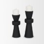 71153 - Odilia Large Smooth Matte Black Metal Geometric Pillar Candle Holder