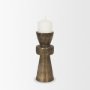 71154 - Odilia Small Textured Antiqued Gold Metal Geometric Pillar Candle Holder
