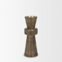 71155 - Odilia Large Textured Antiqued Gold Metal Geometric Pillar Candle Holder