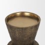 71155 - Odilia Large Textured Antiqued Gold Metal Geometric Pillar Candle Holder