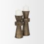 71155 - Odilia Large Textured Antiqued Gold Metal Geometric Pillar Candle Holder