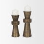71155 - Odilia Large Textured Antiqued Gold Metal Geometric Pillar Candle Holder