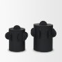 71160 - Deacon Small Matte Black Metal Canister with Sculptural Handles