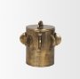 71162 - Deacon Small Antiqued Gold Metal Canister with Sculptural Handles
