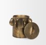 71162 - Deacon Small Antiqued Gold Metal Canister with Sculptural Handles