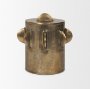 71163 - Deacon Large Antiqued Gold Metal Canister with Sculptural Handles