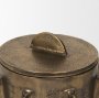 71163 - Deacon Large Antiqued Gold Metal Canister with Sculptural Handles