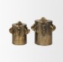 71163 - Deacon Large Antiqued Gold Metal Canister with Sculptural Handles