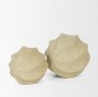 71166 - Imani Small Sculptural Textured Beige Metal Decorative Orb Object