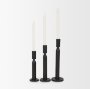 71174 - Declan Textured Matte Black Cast Metal Taper Candle Holder