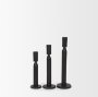 71174 - Declan Textured Matte Black Cast Metal Taper Candle Holder