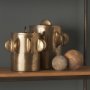 71163 - Deacon Large Antiqued Gold Metal Canister with Sculptural Handles