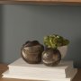 71164 - Imani Small Sculptural Textured Antiqued Gold Metal Decorative Orb Object