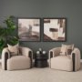 71200 - Kornelia Textured Mushroom Fabric Barrel Accent Chair