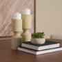 71151 - Akira Large Textured Beige Metal Pillar Candle Holder