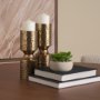 71149 - Akira Large Hammered Gold Metal Pillar Candle Holder
