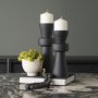 71153 - Odilia Large Smooth Matte Black Metal Geometric Pillar Candle Holder