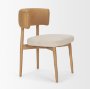 71261 - Motley Curved Open Back Cream Fabric and Tan Leather Dining Chair