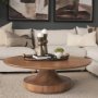 71209-AB - Arno Warm Mid-Brown Wood Sculptural Round Coffee Table