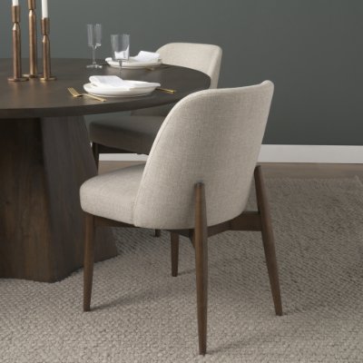 71246 - Abbie Curved Back Oatmeal Fabric Armless Dining Chair