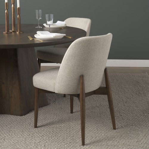 71246 - Abbie Curved Back Oatmeal Fabric Armless Dining Chair