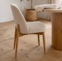 71247 - Abbie Curved Back Oatmeal Fabric Dining Side Chair