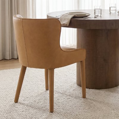 71253 - Nolan Slope Tan Leather Dining Chair