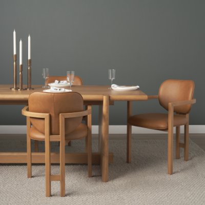 71255 - Carlisle Curved Back Tan Leather Tripod Frame Dining Armchair