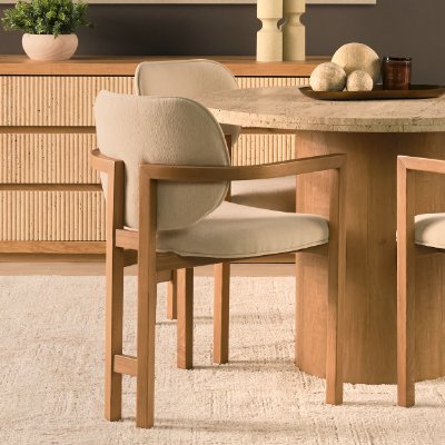 71256 - Carlisle Curved Back Cream Chenille Tripod Frame Dining Armchair