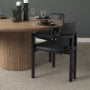 71257 - Carlisle Curved Back Black Leather Tripod Frame Dining Armchair
