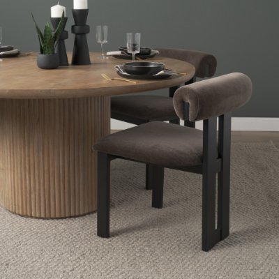 71260 - Tribeca Curve Open Back Charcoal Chenille Tripod Frame Dining Chair