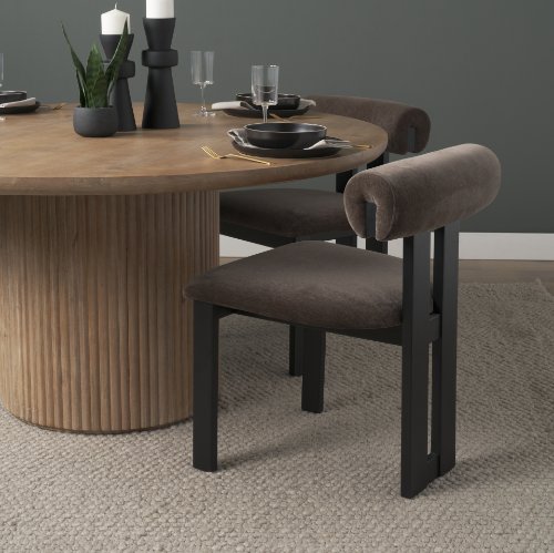 71260 - Tribeca Curve Open Back Charcoal Chenille Tripod Frame Dining Chair