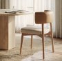 71261 - Motley Curved Open Back Cream Fabric and Tan Leather Dining Chair