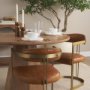 50413V - Hollyfield I Brown Leather Seat Gold Iron Frame Dining Chair