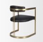 50414V - Hollyfield II Black Leather Seat Gold Iron Frame Dining Chair