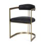 50414V - Hollyfield II Black Leather Seat Gold Iron Frame Dining Chair