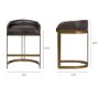 67079V - Hollyfield Black Leather Seat Gold Metal Base Counter Stool
