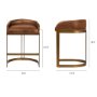 68573V - Hollyfield Cognac Brown Leather Seat Gold Metal Base Counter Stool