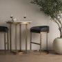 67080V - Hollyfield Charcoal Brown Leather Seat Gold Metal Base Bar Stool