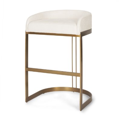 69456V - Hollyfield Cream Fabric Seat W/ Gold Metal Base Bar Stool
