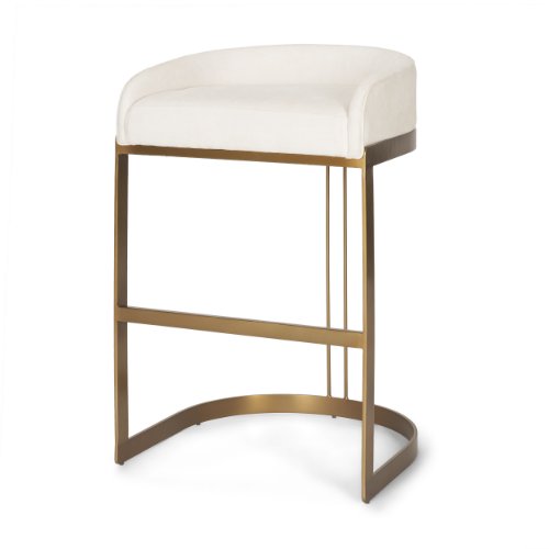 69456V - Hollyfield Cream Fabric Seat W/ Gold Metal Base Bar Stool